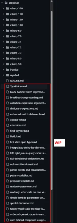 C sharp&#x27;s feature proposals as of today