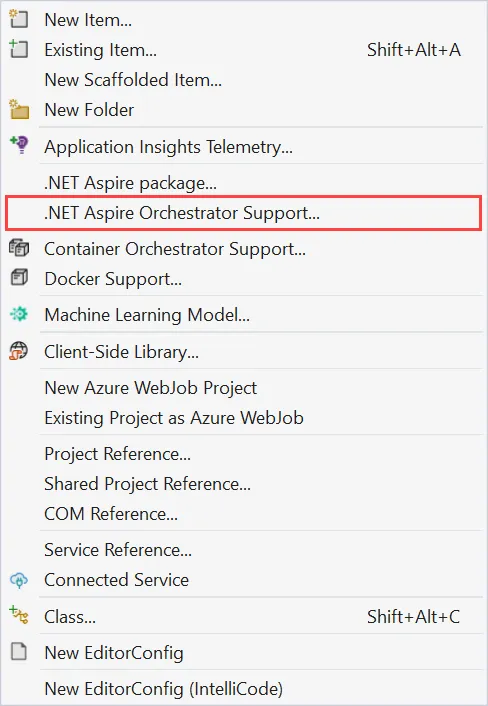 Add Aspire orchestration to existing .NET project